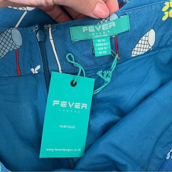 Modcloth Fever London Mariposa Blue Patterned Butterfly Net Printed Skirt US 10 - Picture 6 of 10